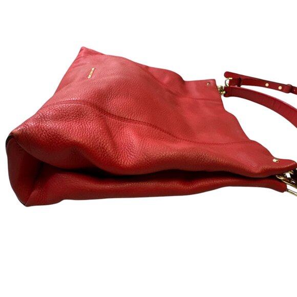 Michael Kors Red Leather Crossbody Hobo Handbag Bag Shoulder - Picture 8 of 16